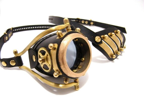 Steampunk Solid Brass Monogoggle With Leather By Mannandco On Etsy