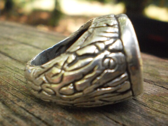 Rustic Tree Stump Ring in Sterling Silver size 7.5