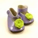 Fits American Girl Doll Other 18" Dolls Shoes Embellished Mary Jane Shoes Lavender with Bright Green Wool Felt Flowers