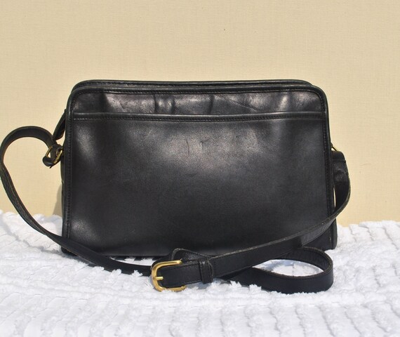 Coach Black Leather Purse / shoulder strap bag / by badbabyvintage