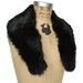 Black Rabbit Collar / vintage 70s genuine fur scarf / add on