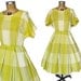 1950s Dress / 50s day dress / lime plaid / size S-M