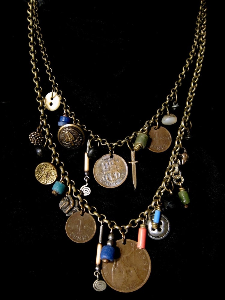 Bazaar Charm Necklace two tier by RACKKANDRUIN on Etsy