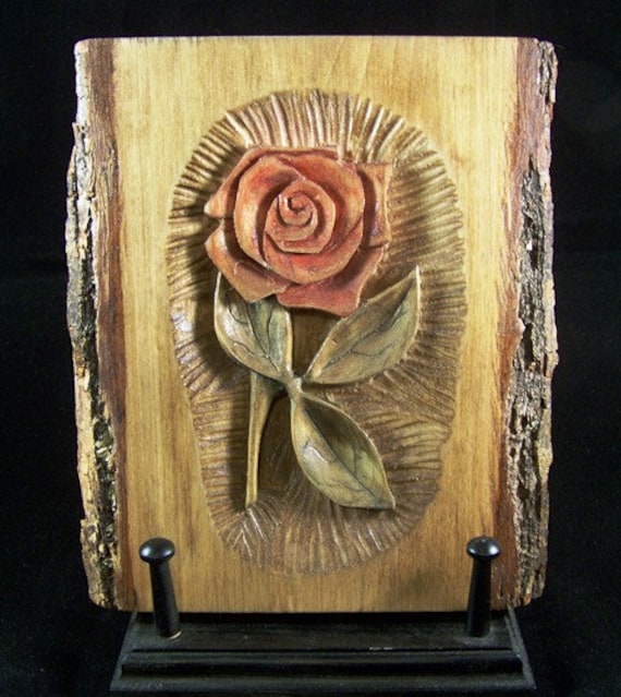 Rose Relief Wood Carving