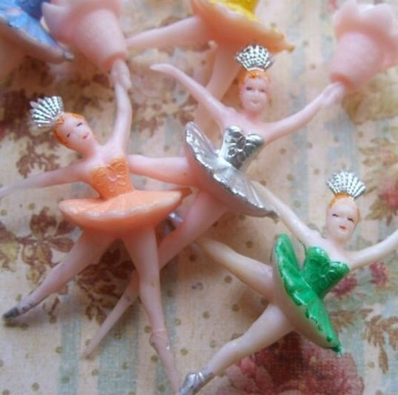 Vintage Ballerina Candle Holders Cake Decorations Lot Of 6