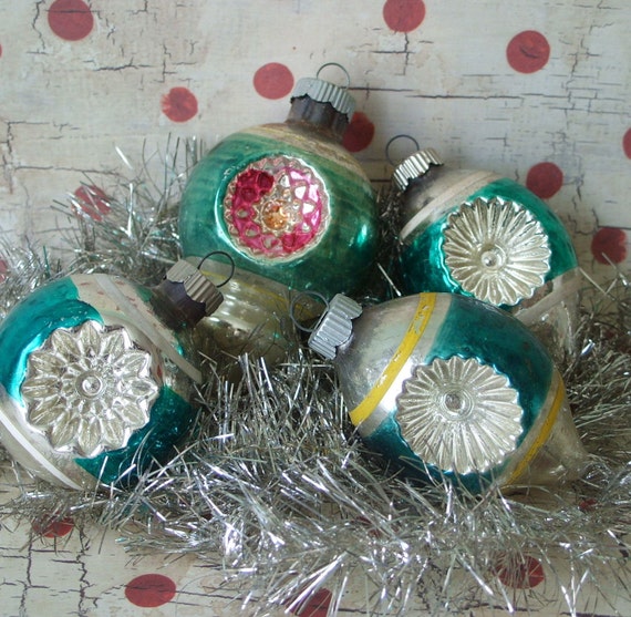 Vintage Shiny Brite Indent Glass Christmas Ornaments 