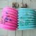 Vintage Chinese Paper Lantern Floral Pink Aqua Lot of 2