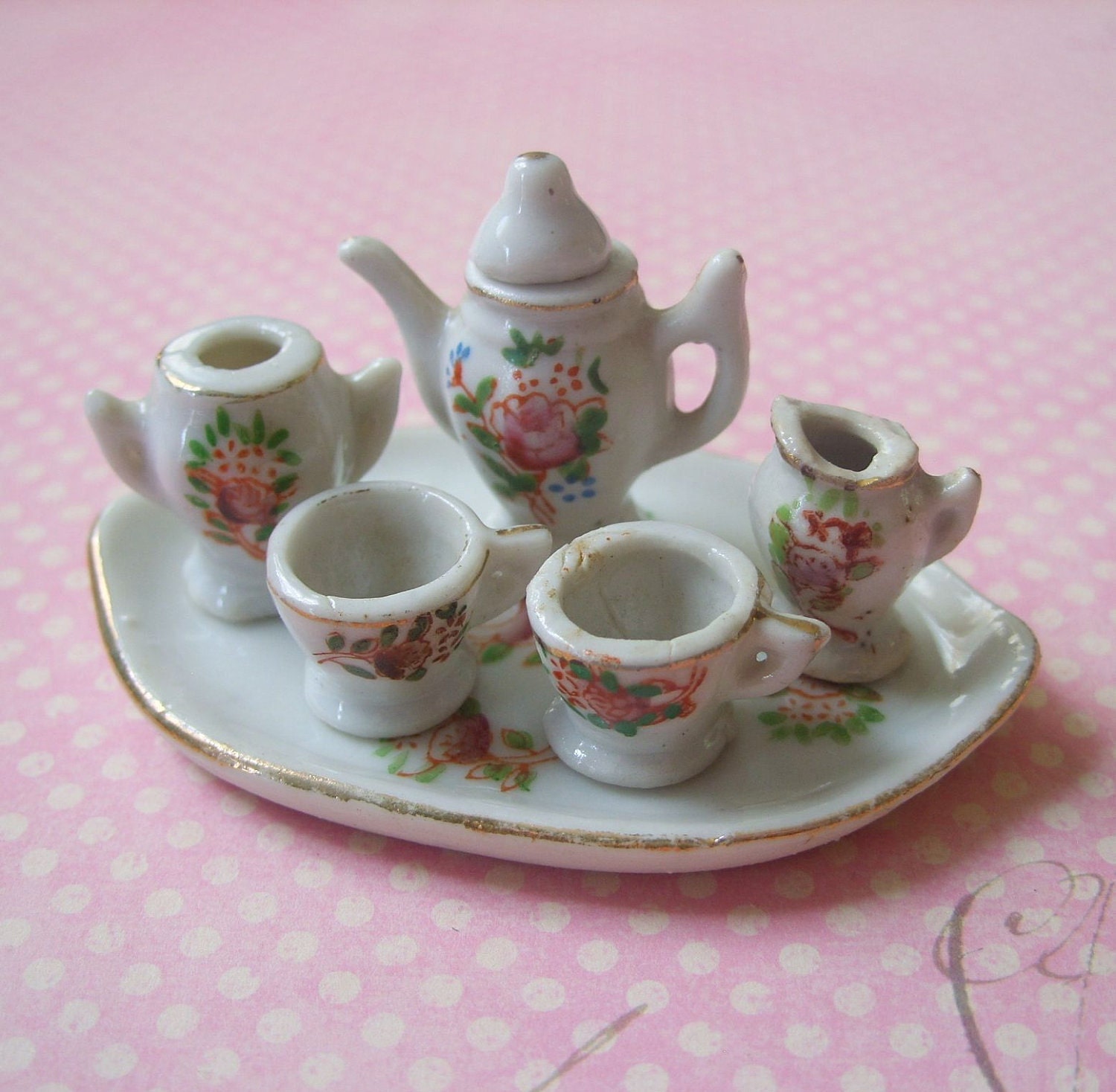 porcelain tea set miniature