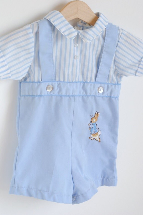 Vintage Baby Blue PETER RABBIT Romper 12m