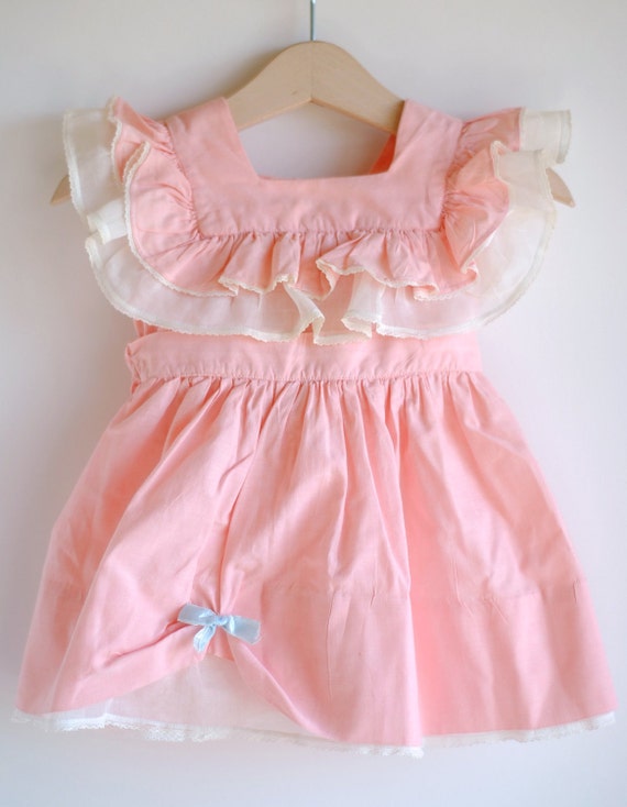Vintage 1940's Baby Girl Pinafore Dress Pink by LittleLarkie