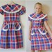 Vintage Girl 1940's Dress / PLAID ROUND Collar (size 10)