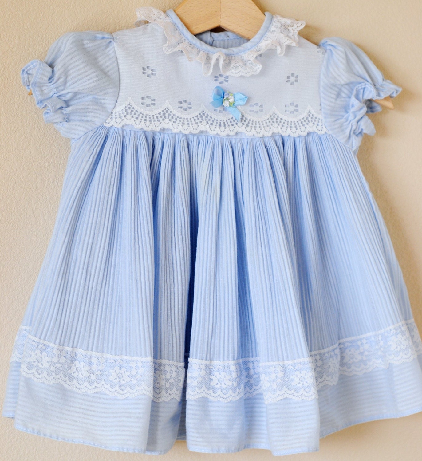 Vintage Baby Blue Lace Yoke Dress sm