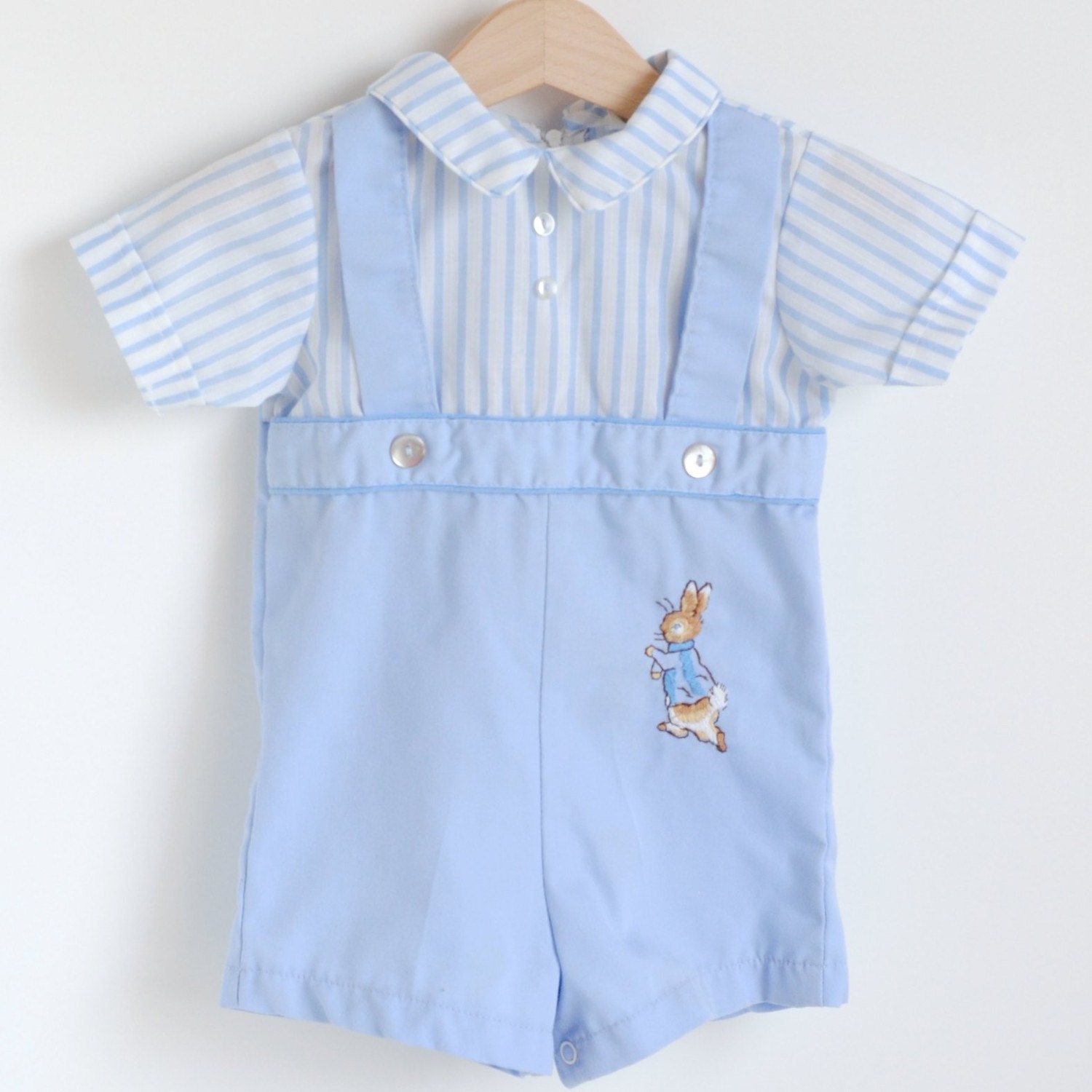 Vintage Baby Blue PETER RABBIT Romper 12m