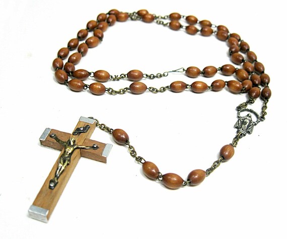 Vintage Wood Bead Rosary 1960s Missionhurst Roma