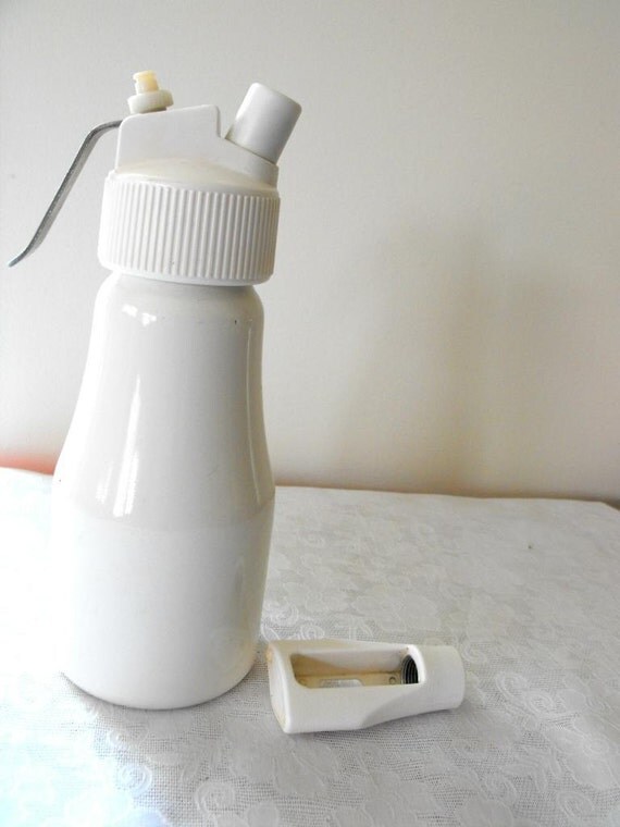 Vintage white whipping cream shaker for cartridge system made