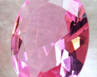 Large 30x22mm Oval Faceted Diamond Cut Glass Jewel - Pink BR108 - 1pc