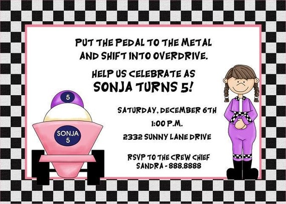 Race Car, Go Kart Girl Invitations Il_570xn