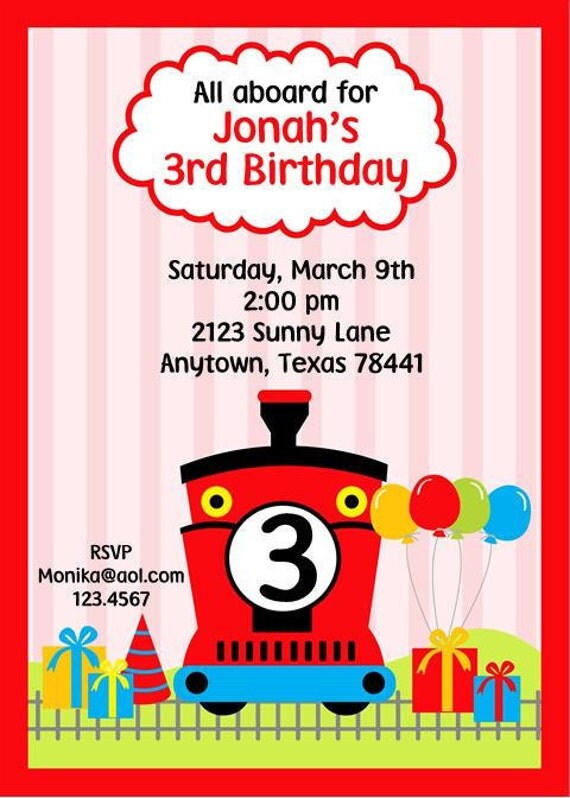 Train Birthday Party Invitations Il_570xn