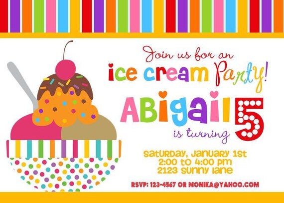 Ice Cream Birthday Invitations Il_570xn