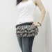 Last - New Year Sale - Black with Leopard Printed Gathered Linen Women's Fanny Pack, Hip Bag, Belt pouch - Kinies Gathered Waist Purse