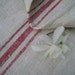 antique grain sack cushion tablerunner upholstery FADEd RED wedding decor