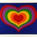 Tampella Fabric Rainbow Heart Stretched and Quilted 1970's