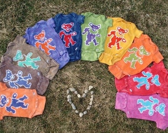Grateful Dead Baby Batik Onesie Dancing Jerry Bear CUSTOM PLEASE READ listing for sizing