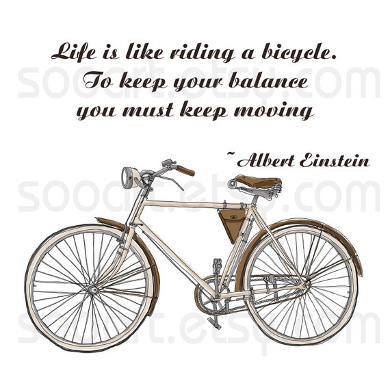 Items Similar To Life Is Like Riding A Bicycle -einstein Quote Wall Art 