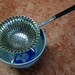 Vintage Antique Silver Tea Strainer with Wooden Handle -