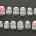 3D nails, white, lolita, fairy kei, kawaii, bows, lace, japanese nail art