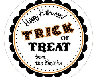 Halloween Bag Label Trick or Treat Sticker Personalized