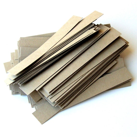 100 Skinny Recycled KRAFT Cardstock Scrap Strips by scrapbits