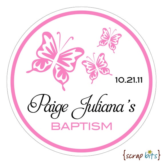 3 Butterflies . Personalized Baptism or Christening Stickers