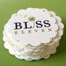 20 Personalized Round Scallop Tags Labels or Favor by scrapbits
