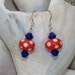 Lampwork Earrings Orange and Blue with Sterling Silver, SRAJD