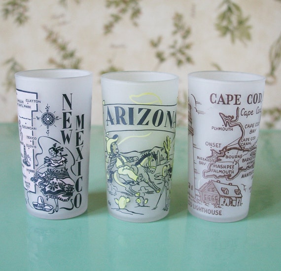 Souvenir Frosted State Glasses