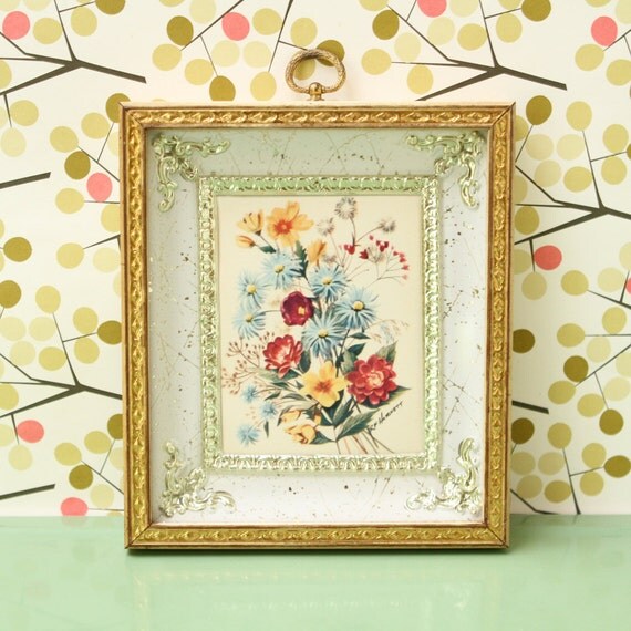 Vintage Framed Floral Prints by R.F.