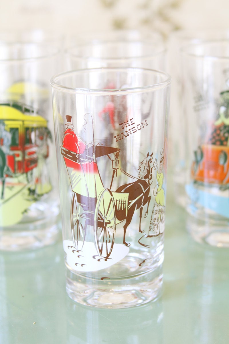 Vintage Tumblers Drinking Glasses 1890's Bicycle