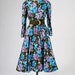 1970s Floral Dress - Rich Blue Purple and Deep Green Floral Maxi 1940's Retro Dress