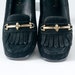 Vintage Black Suede Fringe Loafers 1980's Patrick Cox Chunky Heels Pumps