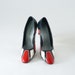 Vintage MOD Color Block Red White Blue Shoes 1960s Leather Pumps