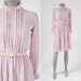 1970's Lavender Chiffon Dress - Prairie Ruffled Pastel Flocked Shirtdress Detailing