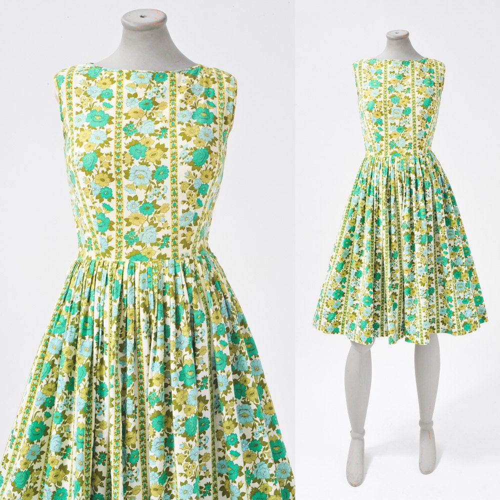 1950's Spring Green Floral Dress