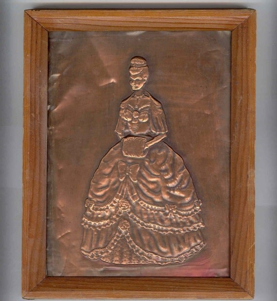 Copper Sheet Embossed Picture Pair Vintage