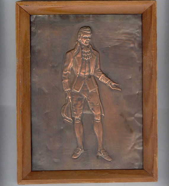 Copper Sheet Embossed Picture Pair Vintage