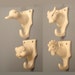 Set of Four Vintage White Porcelain Animal Hooks