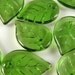 10 pcs - Czech Pressed Olivine Green Glass Leaf Beads 13x18mm