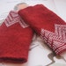 Waved - handknitted beaded red lithuanian wrist warmers