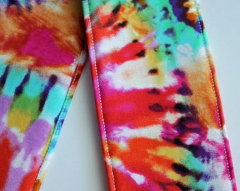Camera Strap Cover - includes padding and lens cap pocket - Tie Dye