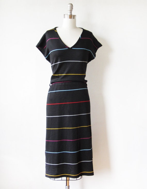 black dress with rainbow stripe